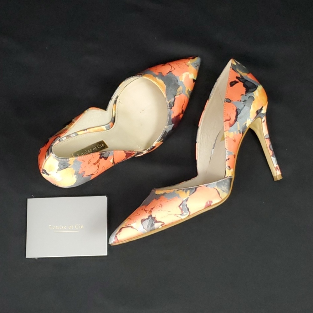 Louise et Cie Floral Peach Satin Pumps 3.5 in Heel Size: 7